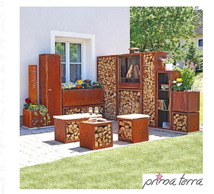 Prima terra Kaminholzregal Edelrost – Kaminofen Brennholz – Lieferung in 3–15 Tagen